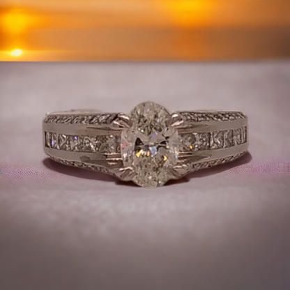 Platinum Ring set with Oval Cut Diamonds by Verragio, New York