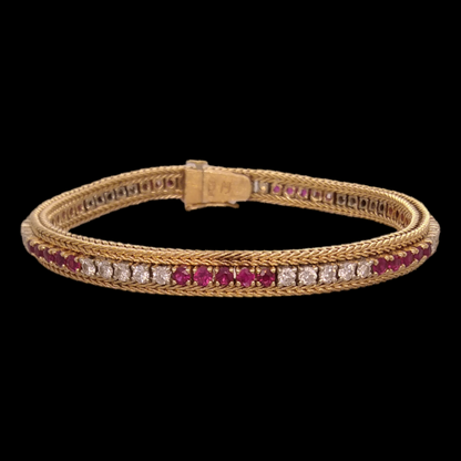 Vintage 14ct Gold, Ruby & Diamond Bracelet