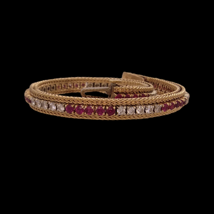 Vintage 14ct Gold, Ruby & Diamond Bracelet