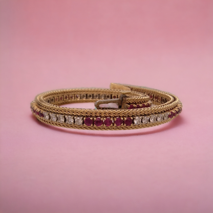 Vintage 14ct Gold, Ruby & Diamond Bracelet