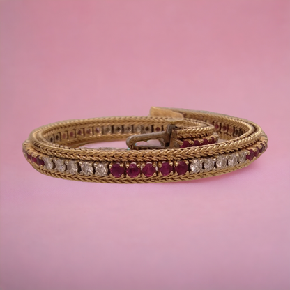 Vintage 14ct Gold, Ruby & Diamond Bracelet