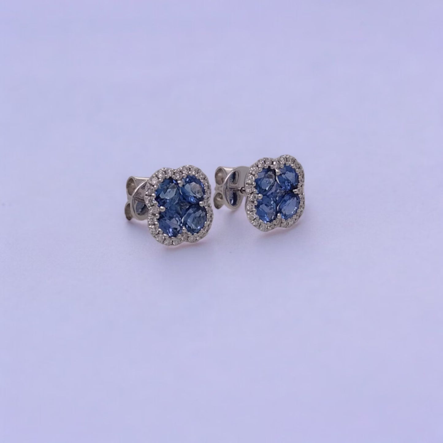 18ct White Gold, Sapphire & Diamond Stud Earrings