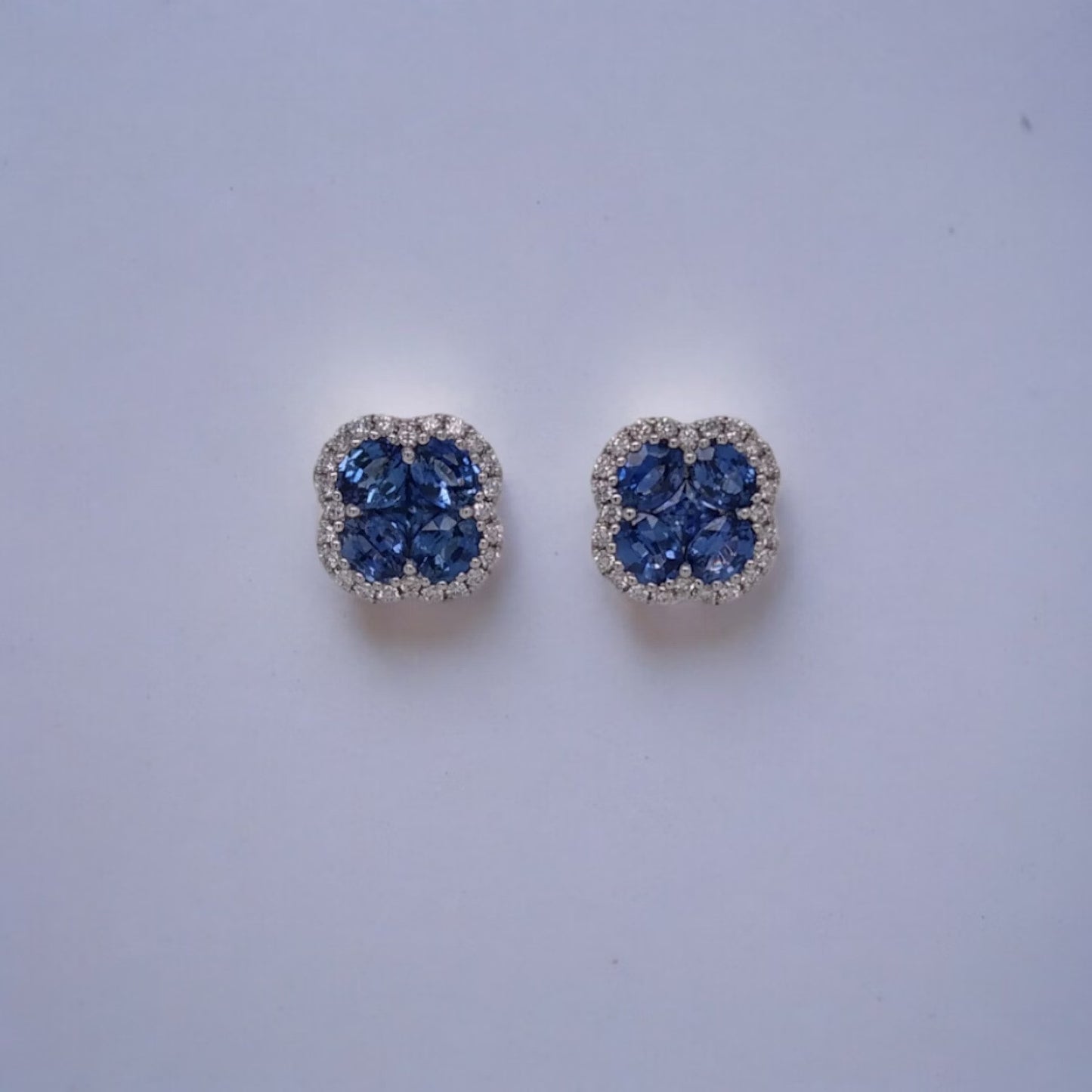 18ct White Gold, Sapphire & Diamond Stud Earrings