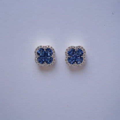 18ct White Gold, Sapphire & Diamond Stud Earrings