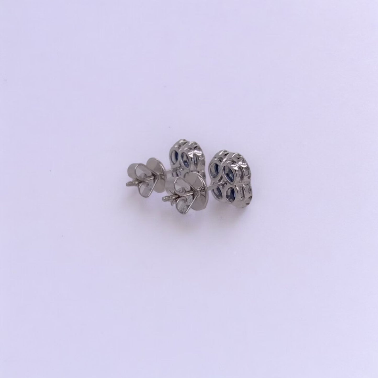 18ct White Gold, Sapphire & Diamond Stud Earrings