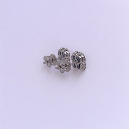 18ct White Gold, Sapphire & Diamond Stud Earrings